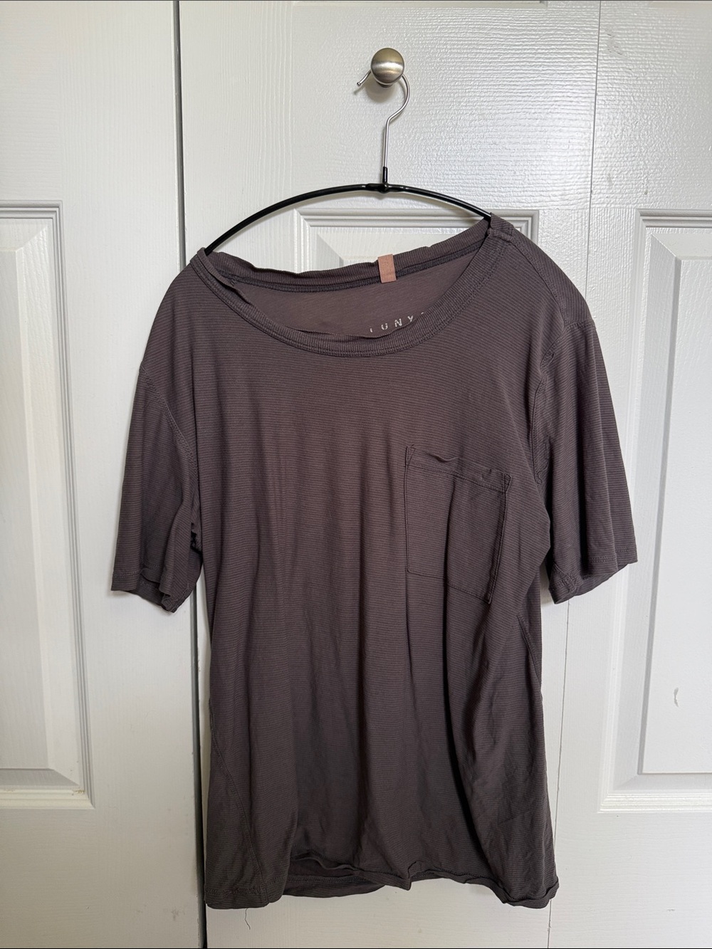 Lunya Cool Short Sleeve Pocket Tee in Charcoal